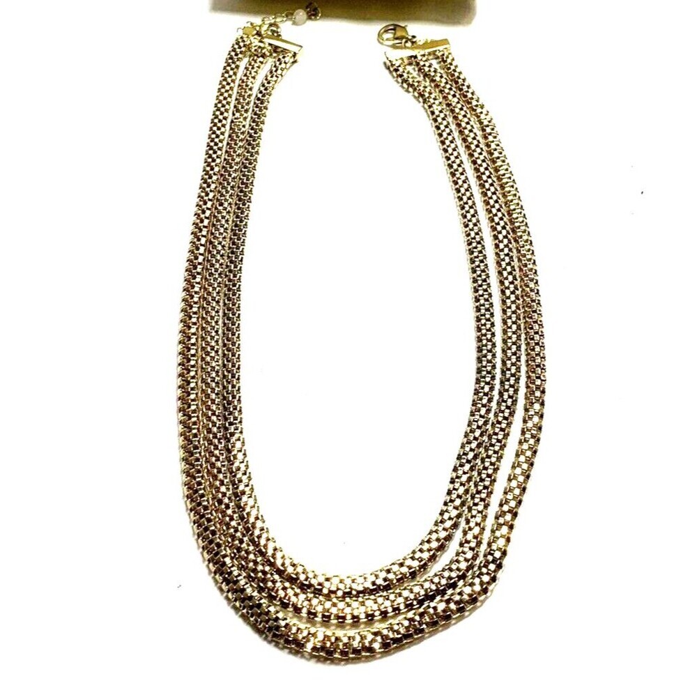 1980 Premier Designs Three-Strand Gold Tone Rope Necklace 15" Vintage